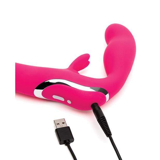 Love Honey - Happy Rabbit Strapless Strap on Vibrator (Pink) - Strap On with Dildo for Reverse Insertion (Vibration) Rechargeable Durio.sg