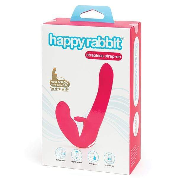 Love Honey - Happy Rabbit Strapless Strap on Vibrator (Pink) - Strap On with Dildo for Reverse Insertion (Vibration) Rechargeable Durio.sg