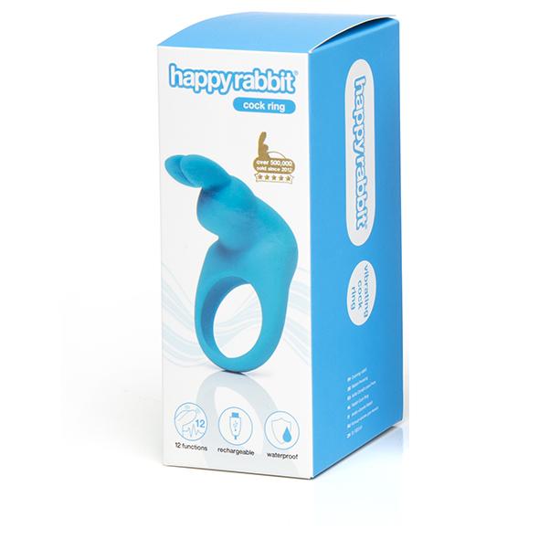 Love Honey - Happy Rabbit Vibrating Cock Ring (Blue) - Silicone Cock Ring (Vibration) Rechargeable Durio.sg