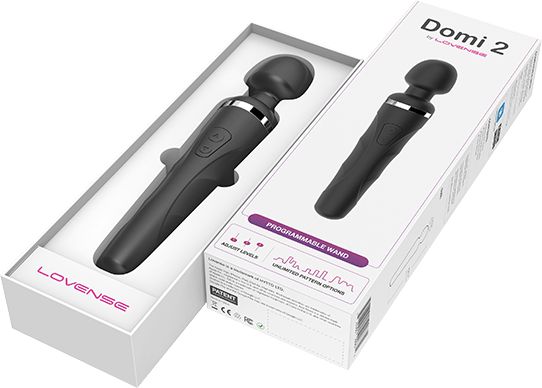 Lovense - Domi 2 App-Controlled Wand Massager (Black) - Wand Massagers (Vibration) Rechargeable Durio.sg