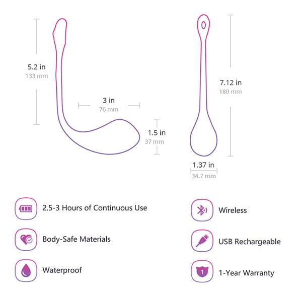 Lovense - Lush 2 App-Controlled Bullet Egg Vibrator (Pink) - Wireless Remote Control Egg (Vibration) Rechargeable Durio.sg