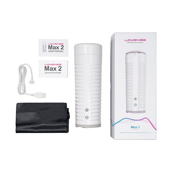 Lovense - Max 2 App-Controlled Male Masturbator (White) - Masturbator Soft Stroker (Vibration) Rechargeable Durio.sg