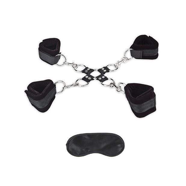 Lux Fetish - 5 Pc Soft Cuff Hogtie Set (Black) - Hand/Leg Cuffs Durio.sg