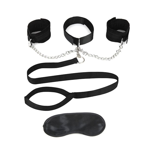 Lux Fetish - Collar Cuffs and Leash Set (Black) - Leash Durio.sg