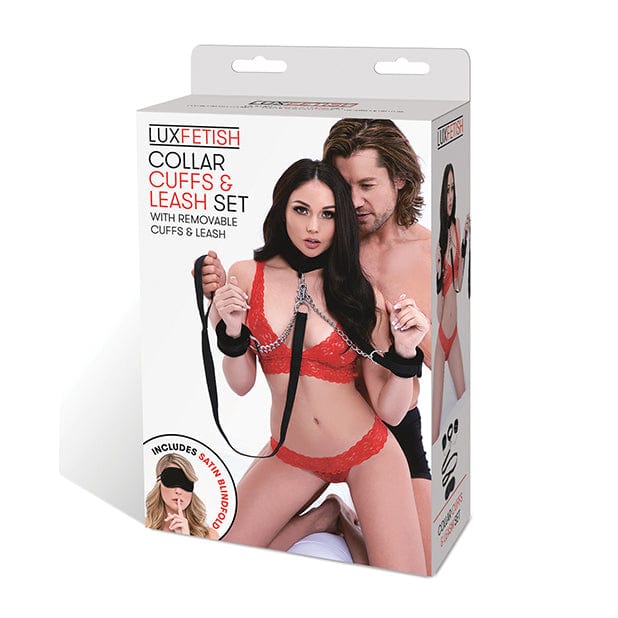 Lux Fetish - Collar Cuffs and Leash Set (Black) - Leash Durio.sg