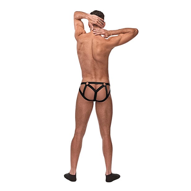 Male Power - Cage Matte Strappy Ring Jock Underwear L/XL (Black) - Gay Pride Underwear Durio.sg