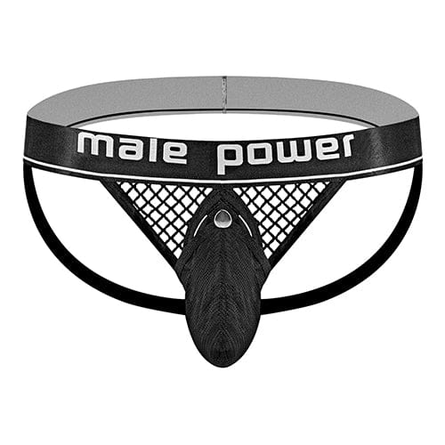 Male Power - Cock Pit Fishnet Cock Ring Jock Underwear S/M (Black) - Gay Pride Underwear Durio.sg