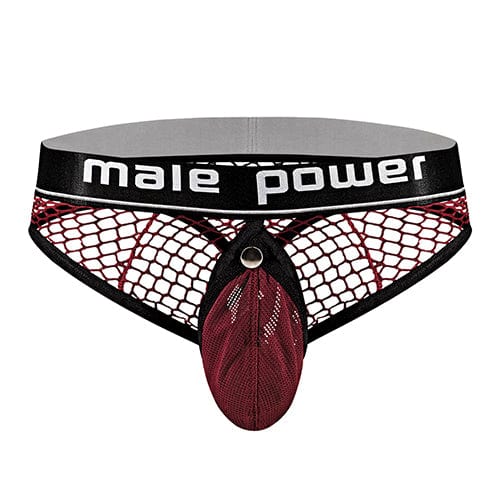 Male Power - Cock Pit Fishnet Cock Ring Thong Underwear Red L/XL (Red) - Gay Pride Underwear Durio.sg