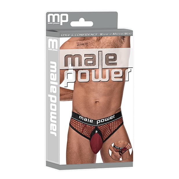 Male Power - Cock Pit Fishnet Cock Ring Thong Underwear Red L/XL (Red) - Gay Pride Underwear Durio.sg