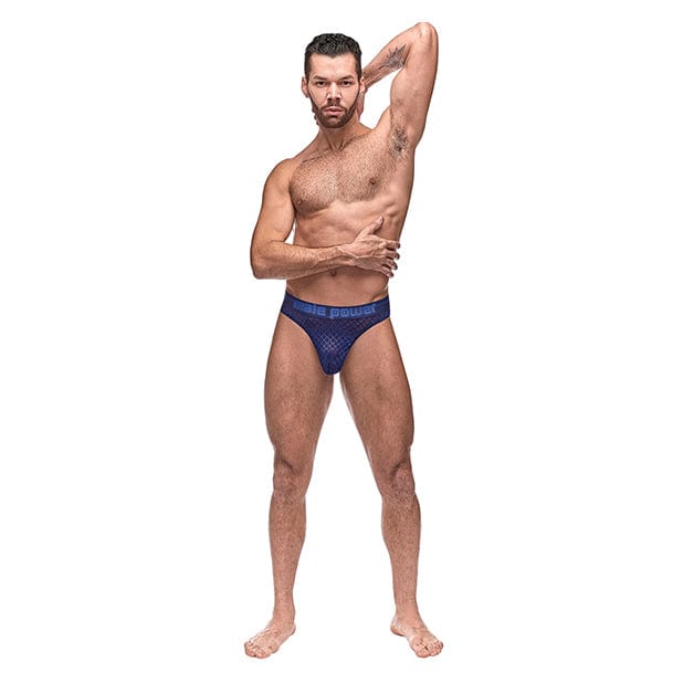 Male Power - Diamond Mesh Bong Thong Underwear S/M (Blue) - Gay Pride Underwear Durio.sg
