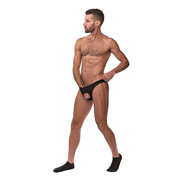 Male Power - Nylon Spandex Pouchless Brief Underwear O/S (Black) - Gay Pride Underwear Durio.sg