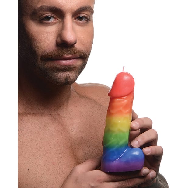 Master Series - Pride Pecker Dick Drip Candle Wax Play BDSM (Rainbow) - BDSM (Others) Durio.sg