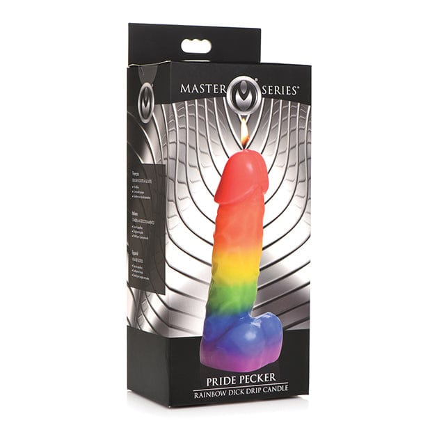 Master Series - Pride Pecker Dick Drip Candle Wax Play BDSM (Rainbow) - BDSM (Others) Durio.sg