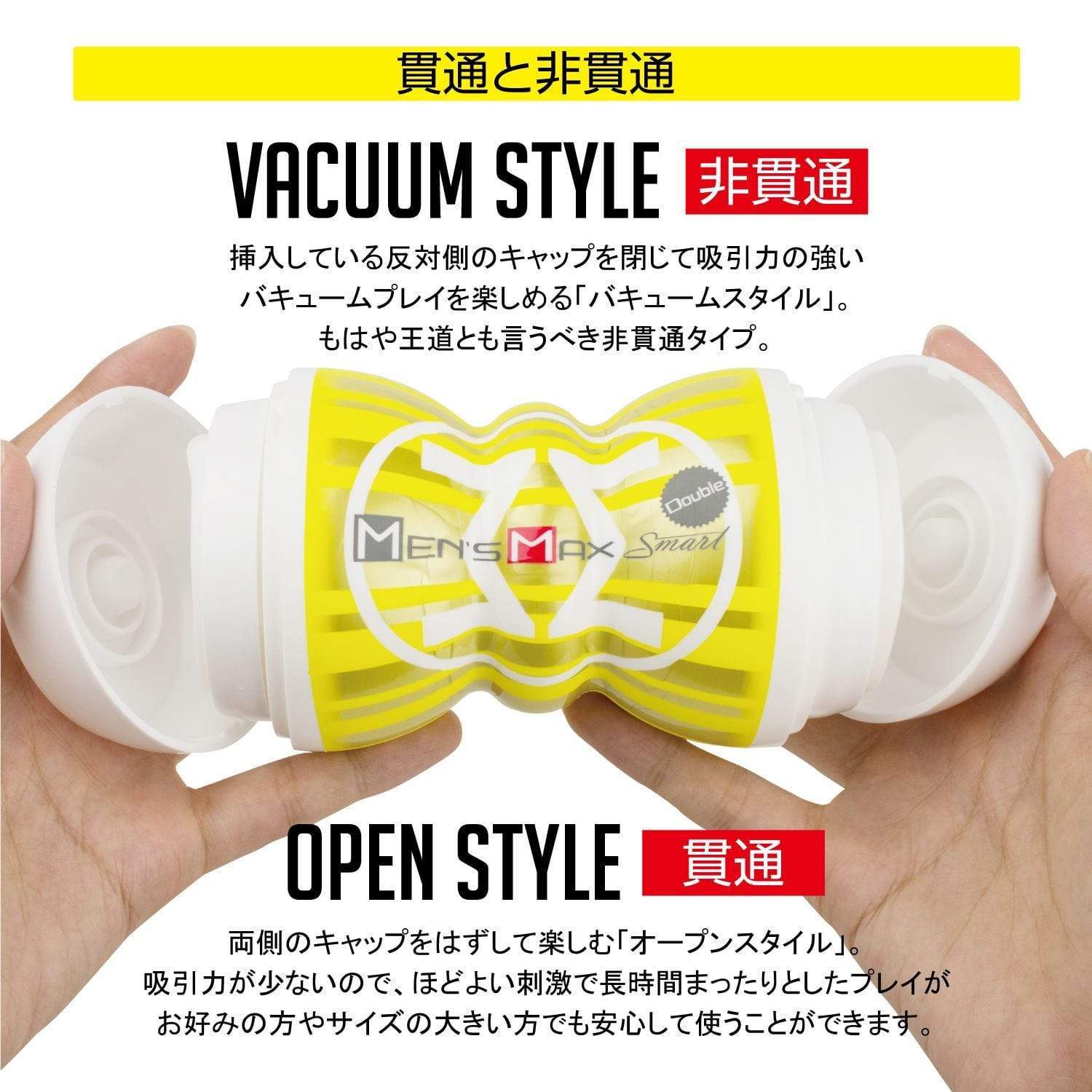 Men's Max - Smart Double Hole Onahole Cup Masturbator (Yellow) - Masturbator Resusable Cup (Non Vibration) Durio.sg