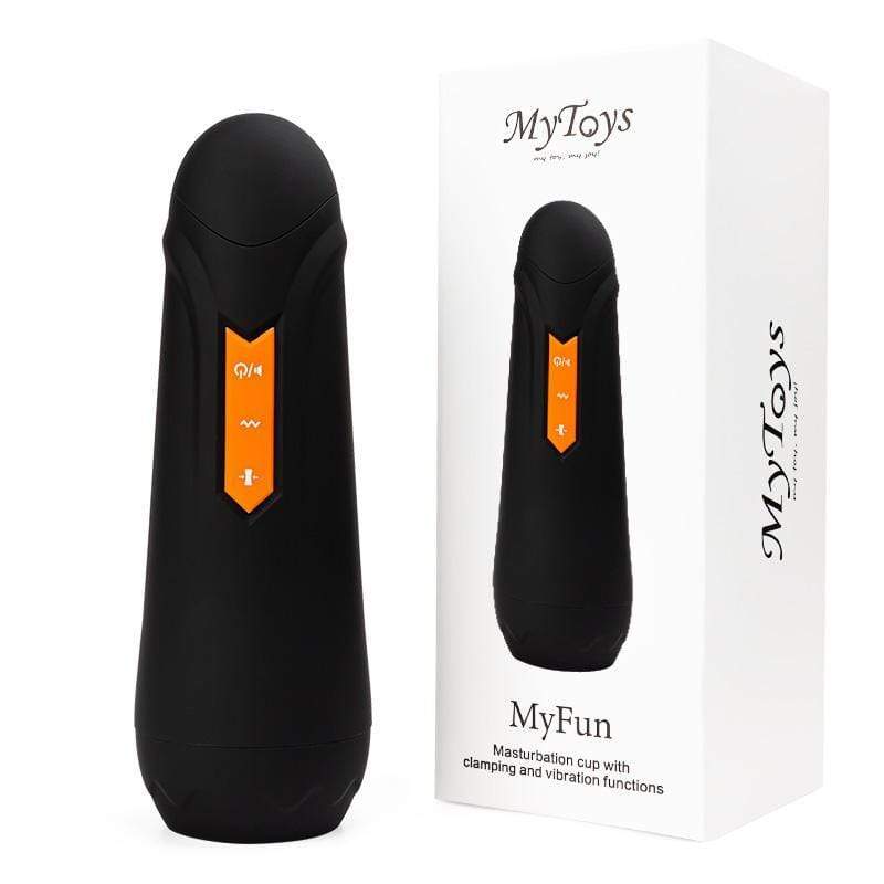 MyToys - MyFun Clamping and Vibrating Masturbation Cup (Black) - Masturbator Vagina (Vibration) Rechargeable Durio.sg