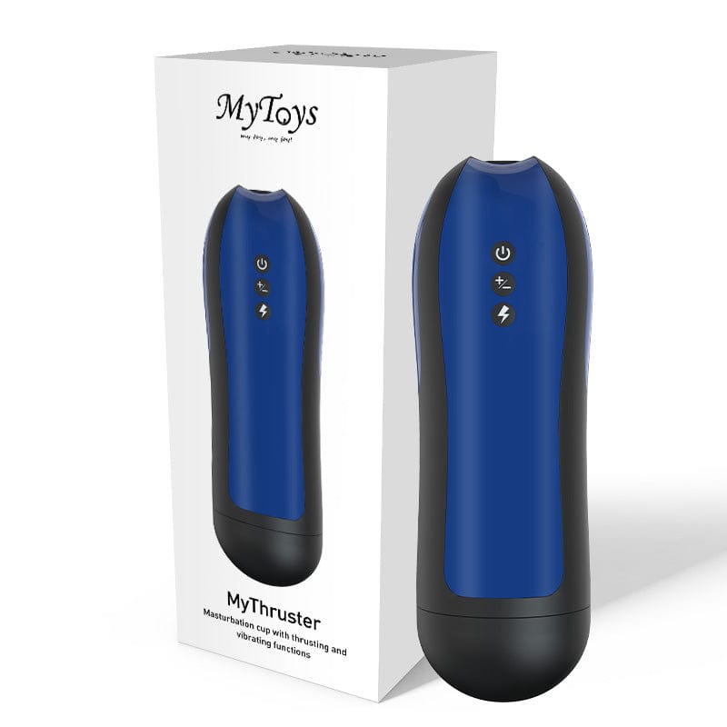 MyToys - MyThruster Thursting Vibrating Masturbation Cup (Blue) - Masturbator Soft Stroker (Vibration) Rechargeable Durio.sg