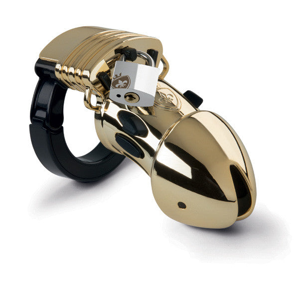 Mystim - Pubic Enemy No 1 Electrosex Cock Cage (Gold) - Metal Cock Cage (Non Vibration) Durio.sg
