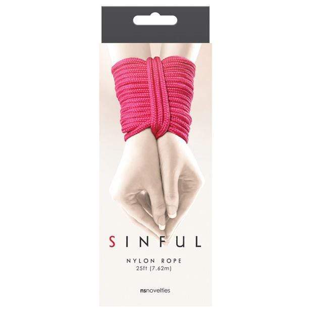 NS Novelties - Sinful Nylon Bondage Rope 25ft (Pink) - Rope Durio.sg