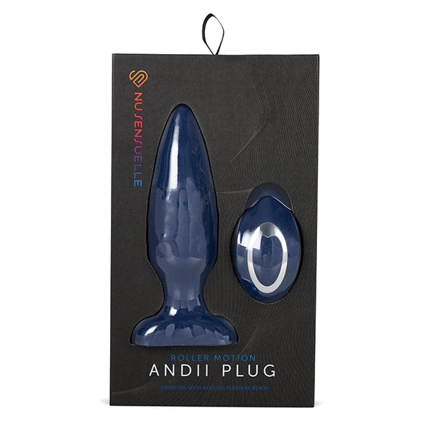 NU - Sensuelle Andii Vertical Roller Motion Vibrating Butt Plug (Navy) - Remote Control Anal Plug (Vibration) Rechargeable Durio.sg