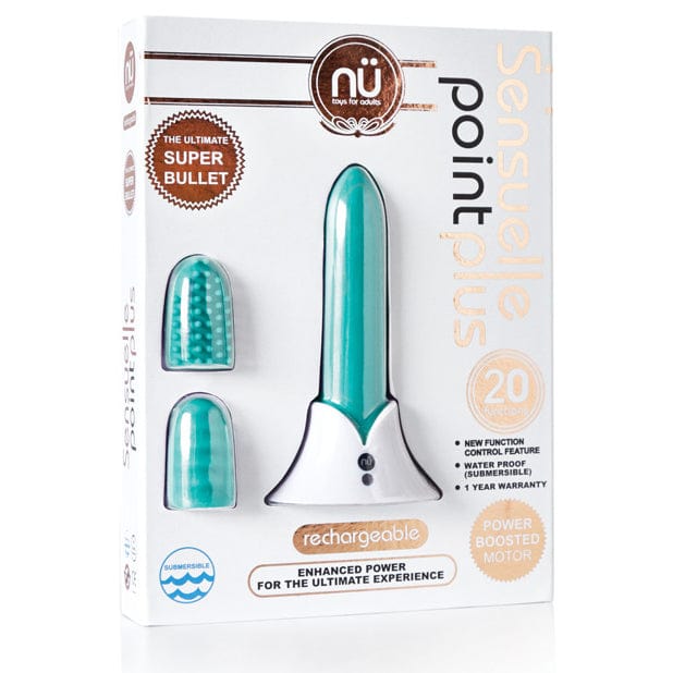 NU - Sensuelle Point Plus Rechargeable Bullet Vibrator with Head Attachments (Tiffany Blue) - Bullet (Vibration) Rechargeable Durio.sg