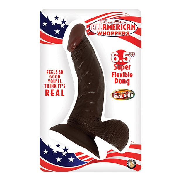 Nasstoys - Real Skin All American Whoppers Flexible Dong Realistic Dildo with Balls 6.5" (Brown) - Realistic Dildo with suction cup (Non Vibration) Durio.sg