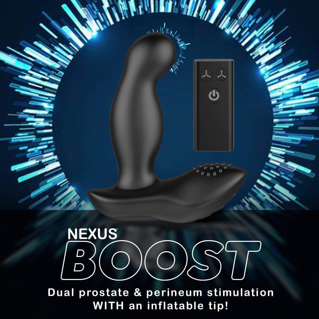 Nexus - Boost Rechargeable Inflatable Prostate Massager with Remote Control (Black) - Prostate Massager (Vibration) Rechargeable Durio.sg