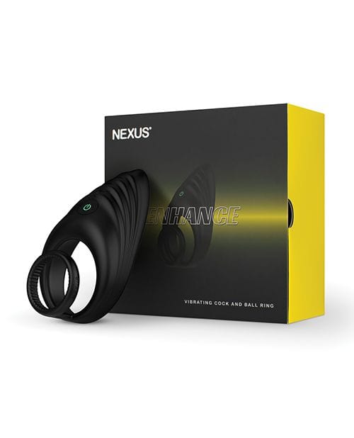 Nexus - Enhance Vibrating Cock and Ball Ring (Black) - Silicone Cock Ring (Vibration) Rechargeable Durio.sg