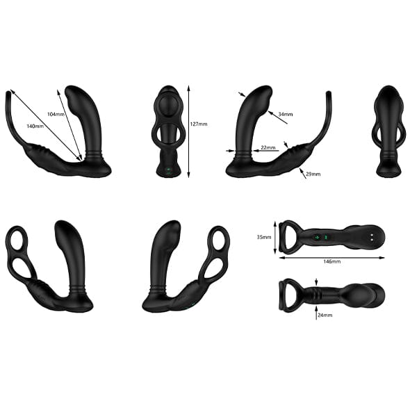 Nexus - Simul8 Stroker Edition Vibrating Dual Anal and Perineum Cock and Ball Toy Massager (Black) - Prostate Massager (Vibration) Rechargeable Durio.sg