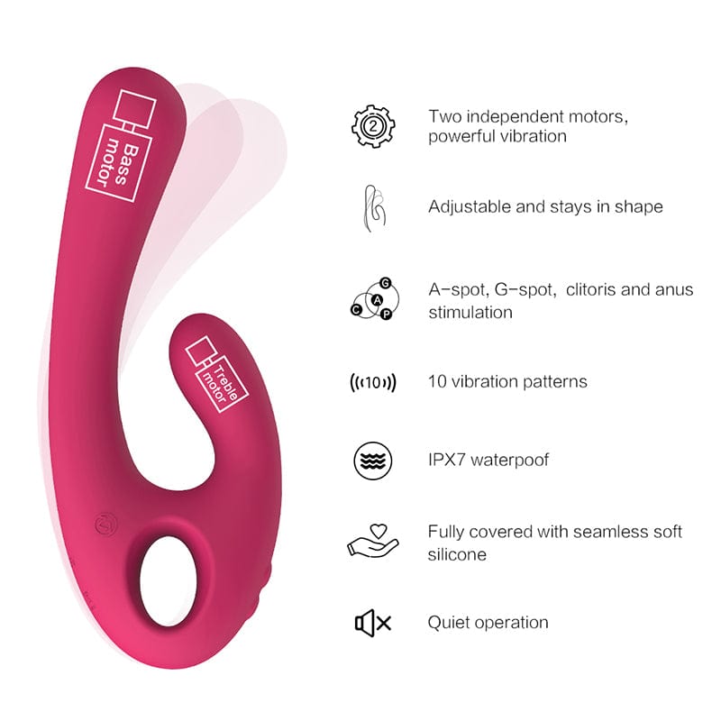 Nomi Tang - Flex Bi Bendable Dual Stimulator Rabbit Vibrator (Hot Pink) - Rabbit Dildo (Vibration) Rechargeable Durio.sg