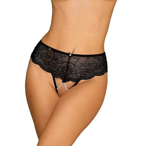 Obsessive - Pearlove Panties L/XL (Black) - Panties Durio.sg
