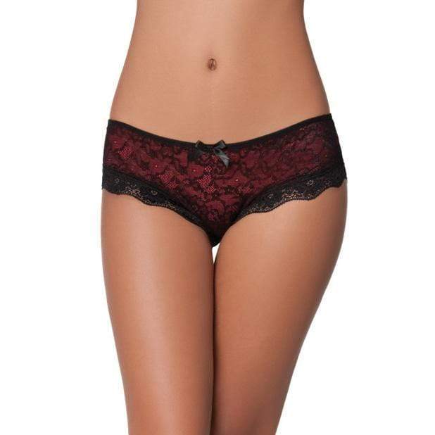Oh La La Cheri - Cage Back Lace Panty X/L (Black/Red) - Panties Durio.sg