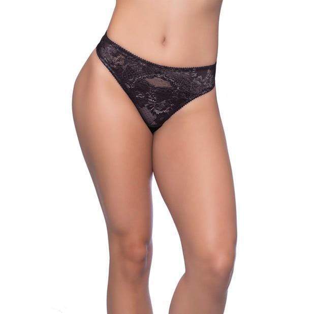 Oh la la cheri - Josilyn Lace Thong with Scalloped Edge Keyholes 2X (Black) - Lingerie (Non Vibration) Durio.sg