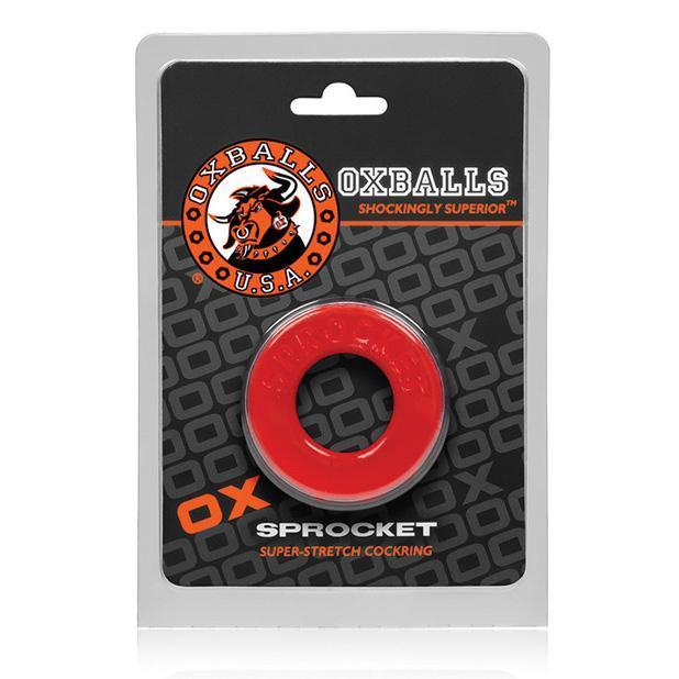 Oxballs - Atomic Jock Sprocket Super Stretch Cock Ring (Red) - Rubber Cock Ring (Non Vibration) Durio.sg