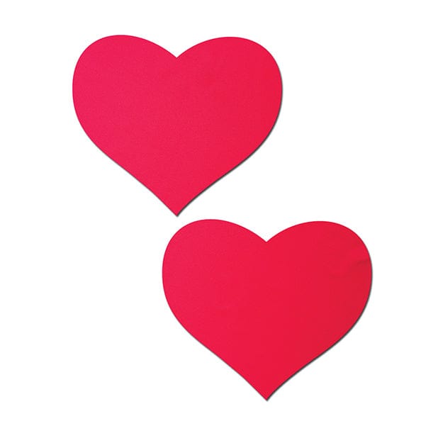 Pastease - Basic Heart Black Light Reactive Pasties Nipple Covers O/S (Neon Red) - Nipple Covers Durio.sg