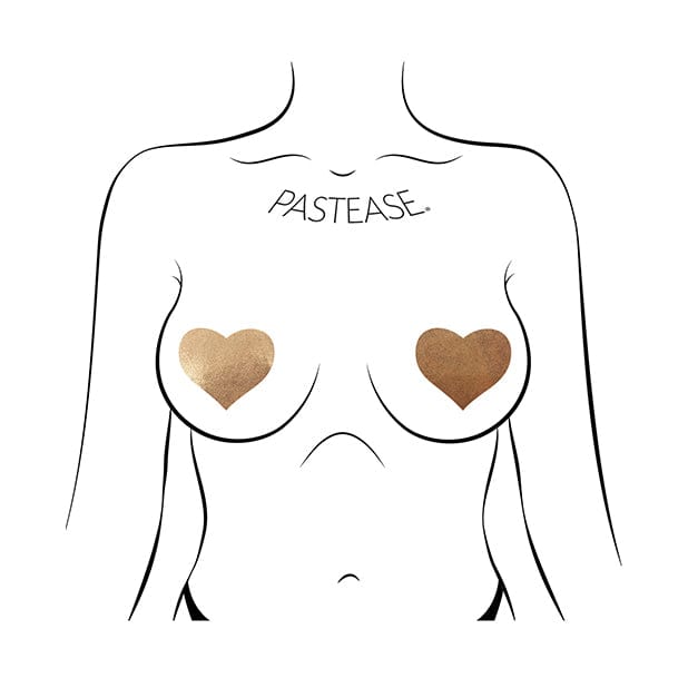 Pastease - Basic Love Liquid Heart Pasties Nipple Covers O/S (Gold) - Nipple Covers Durio.sg