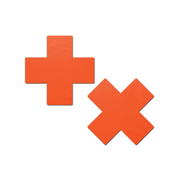 Pastease - Basic Plus X Black Light Reactive Pasties Nipple Covers O/S (Neon Orange) - Nipple Covers Durio.sg