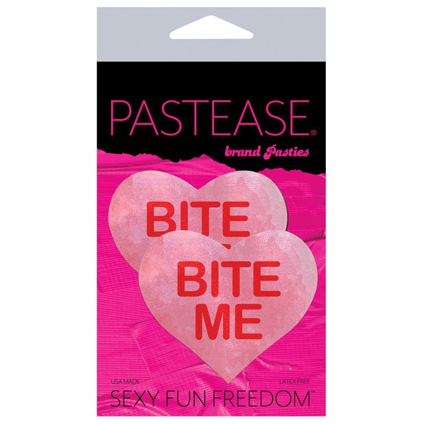 Pastease - Premium Bite Me Heart Pasties Nipple Covers O/S (Red/Pink) - Nipple Covers Durio.sg