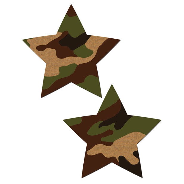 Pastease - Premium Camo Star Pasties Nipple Covers O/S (Green) - Nipple Covers Durio.sg
