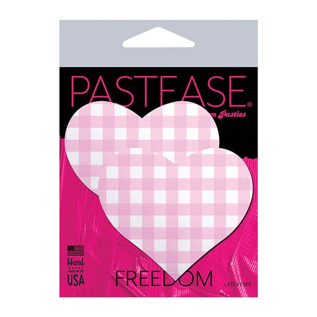 Pastease - Premium Gingham Heart Pasties Nipple Covers O/S (Pink) - Nipple Covers Durio.sg