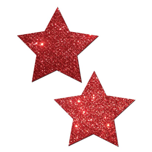 Pastease - Premium Glitter Star Pasties Nipple Covers O/S (Red) - Nipple Covers Durio.sg
