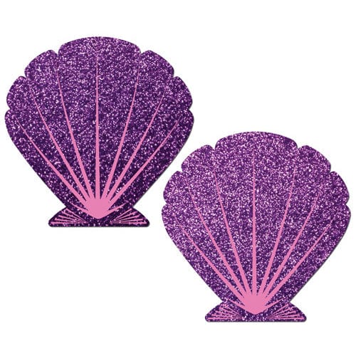 Pastease - Premium Mermaid Glitter Seashell Pasties Nipple Covers O/S (Purple/Pink) - Nipple Covers Durio.sg