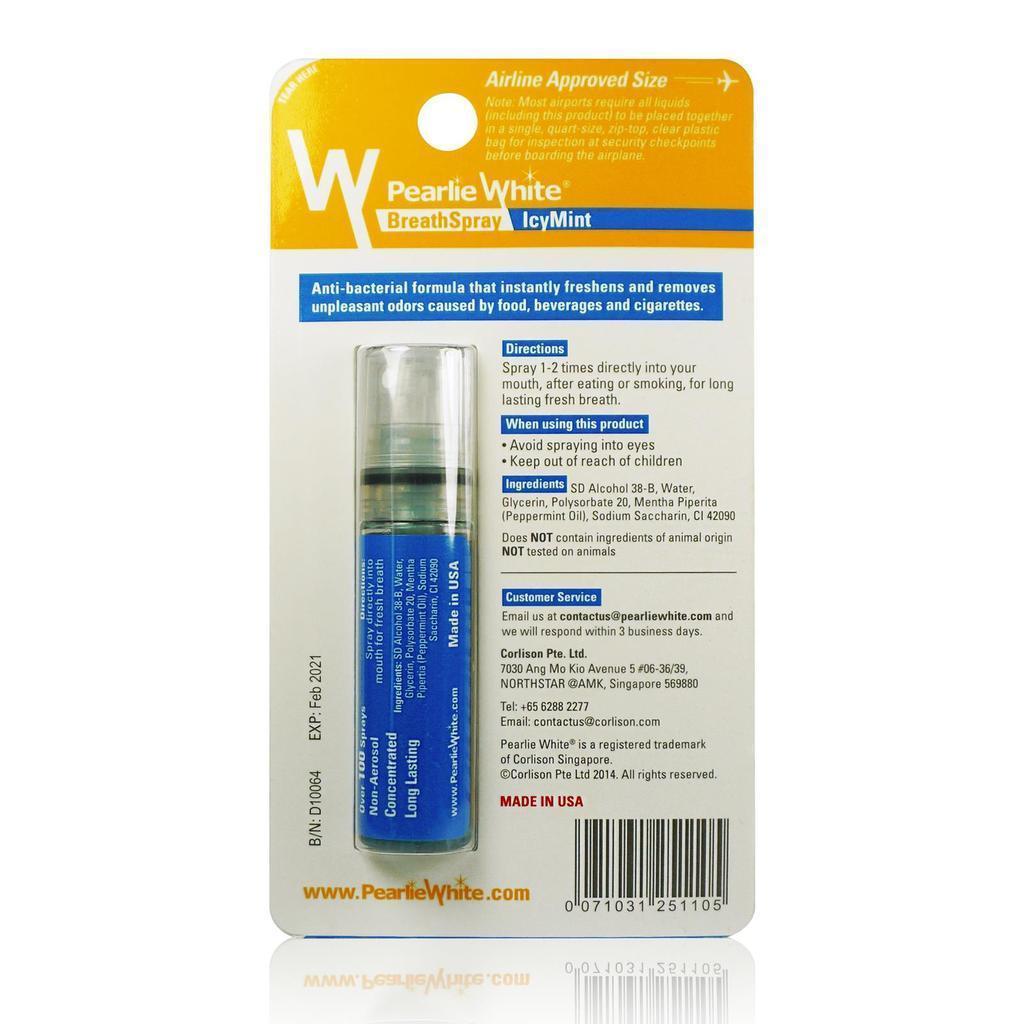 Pearlie White - Anti Bacterial Breathspray IcyMint 8.5ml (Blue) - Body Care Durio.sg