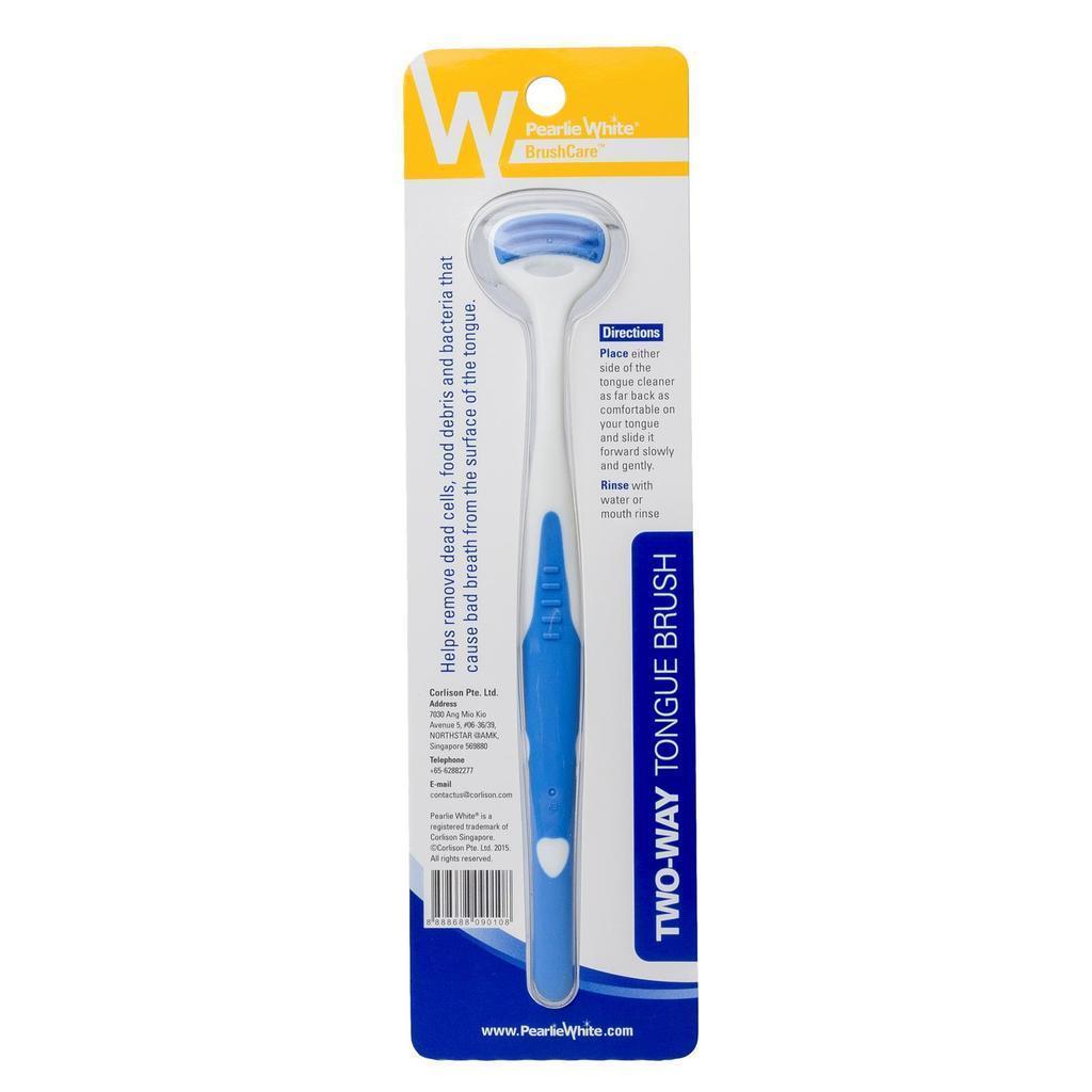 Pearlie White - BrushCare Two Way Tongue Brush (White) - Body Care Durio.sg