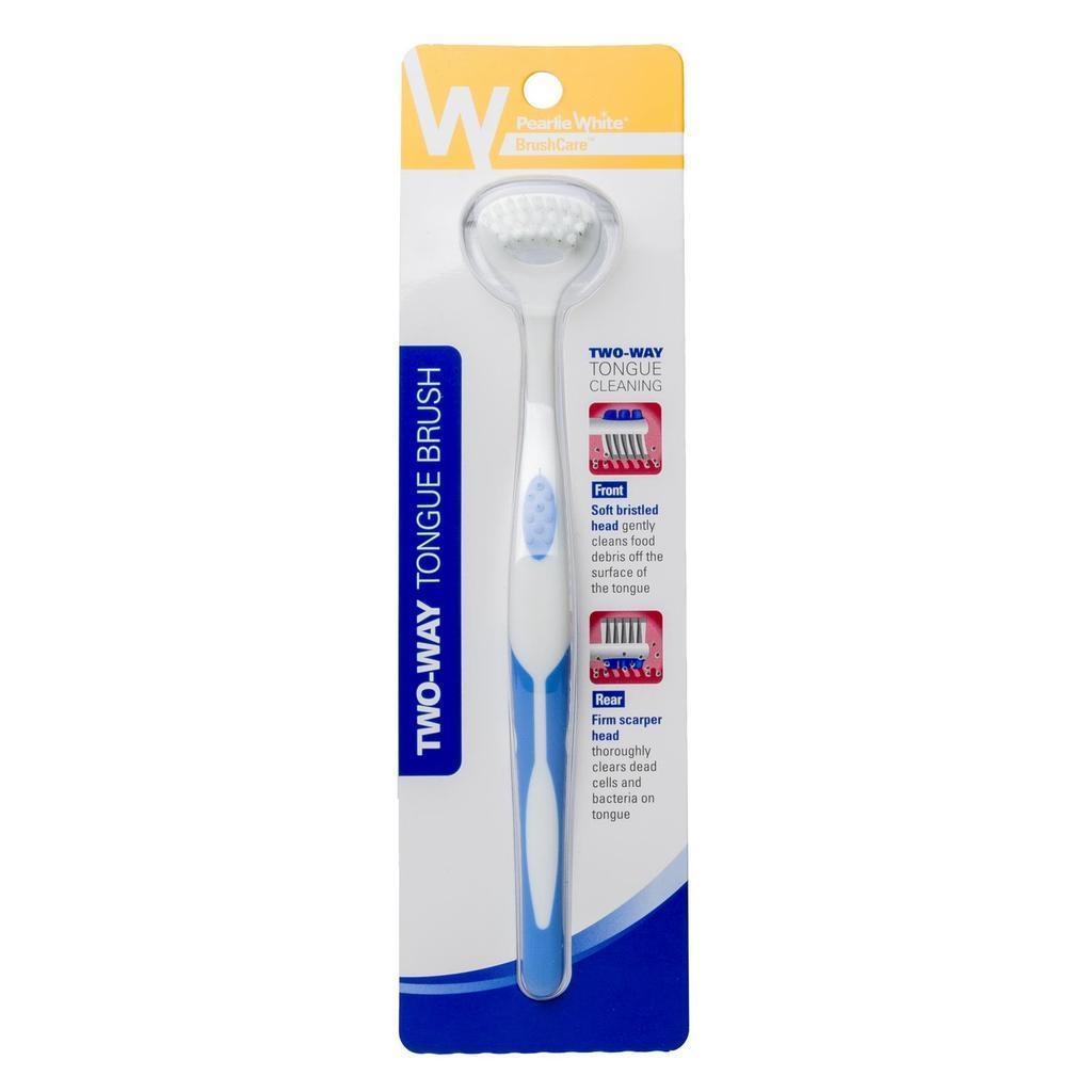 Pearlie White - BrushCare Two Way Tongue Brush (White) - Body Care Durio.sg
