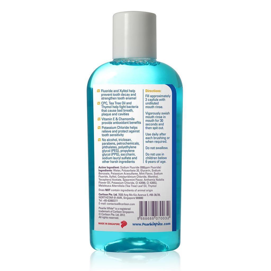 Pearlie White - Fluorinze Alcohol Free Antibacterial Fluoride Mouth Rinse 100ml (Blue) - Body Care Durio.sg