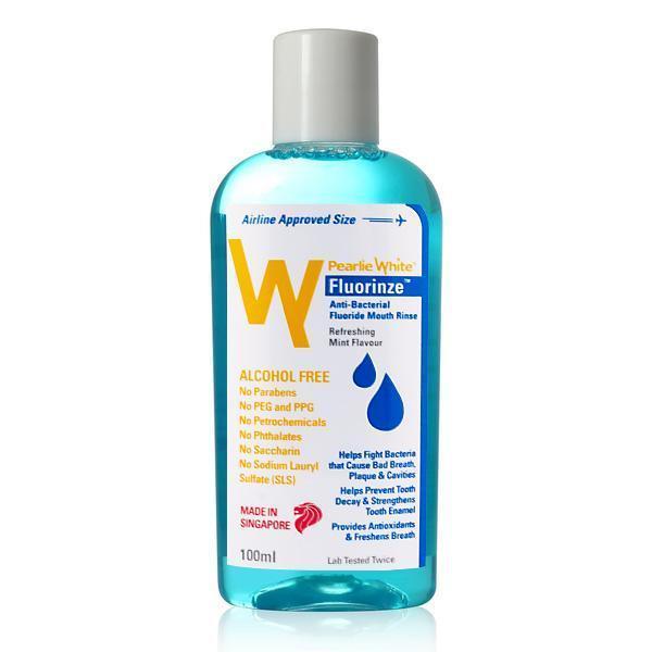 Pearlie White - Fluorinze Alcohol Free Antibacterial Fluoride Mouth Rinse 100ml (Blue) - Body Care Durio.sg