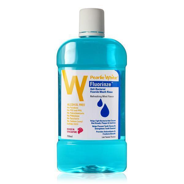 Pearlie White - Fluorinze Alcohol Free Antibacterial Fluoride Mouth Rinse 750ml (Blue) - Body Care Durio.sg