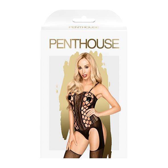 Penthouse - Bomb Squad Criss Cross Suspender Bodystocking Costume S-L (Black) - Bodystockings Durio.sg