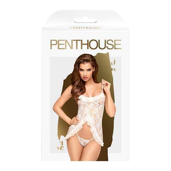Penthouse - Flawless Love Babydoll with Thong Chemise L/XL (White) - Chemises Durio.sg