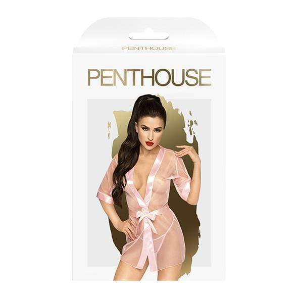 Penthouse - Midnight Mirage Mesh Satin Kimono XL (Light Pink) - Robes Durio.sg